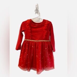 Cat & Jack Red Dress with Gold Sparkles (3T)